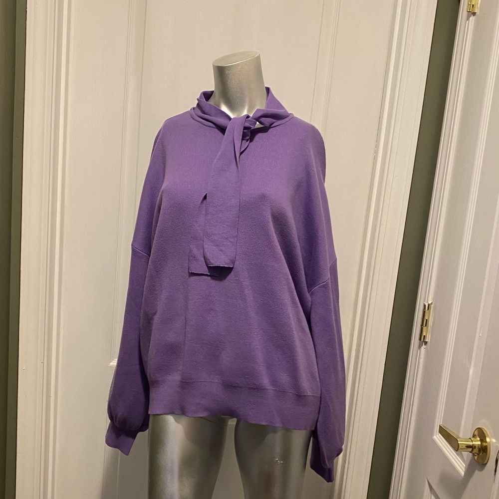 Eloquii Knit Tie Neck Sweater Blouse In Lavender Aura 18 20 Plus Size Pu… - Picture 4 of 11